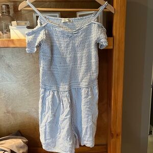 Blue and white romper